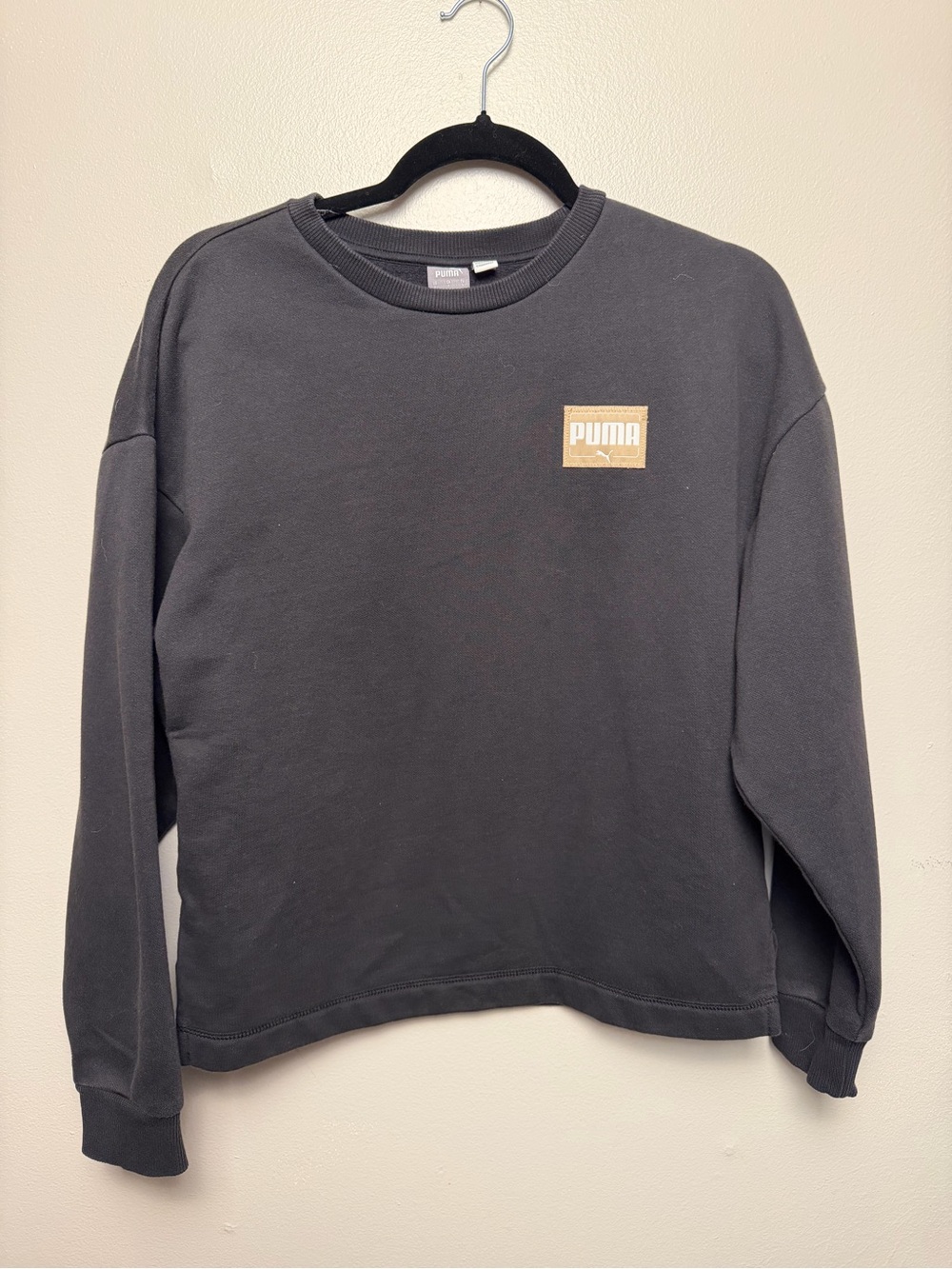 Puma Dark Charcoal Grey Slightly Cropped Oversized Crewneck Sweatshirt